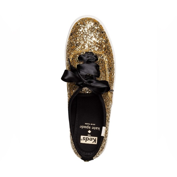 kate spade Shoes - kate spade New York Gold Glitter Ribbon Sneaker - Women's